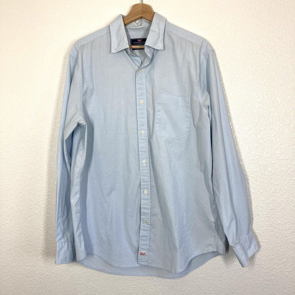 Vineyard Vines Shirt Mens Large Blue Classic Fit Murray Button Down Stretch